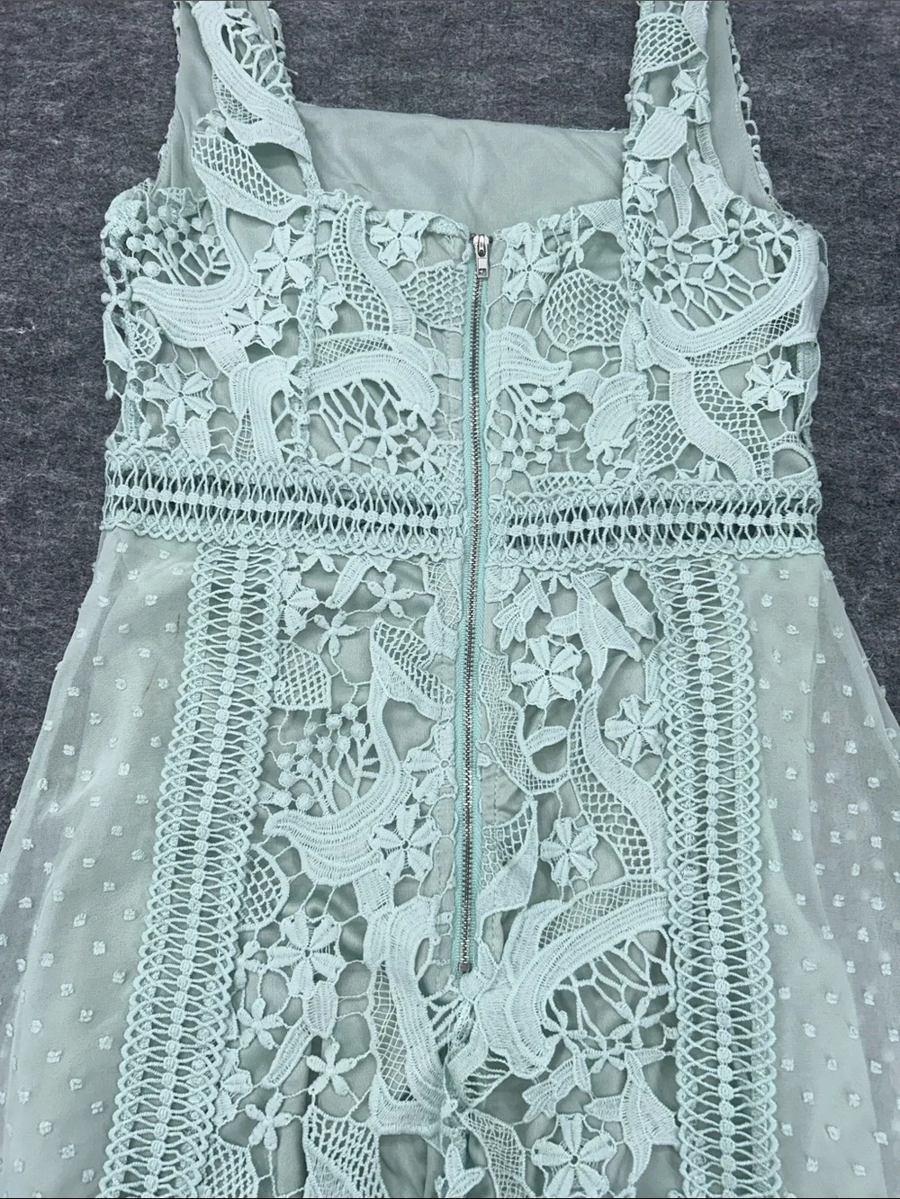 Just Me Women’s Mint Green Dress with Delicate Crochet Trim - Picture 9 of 11